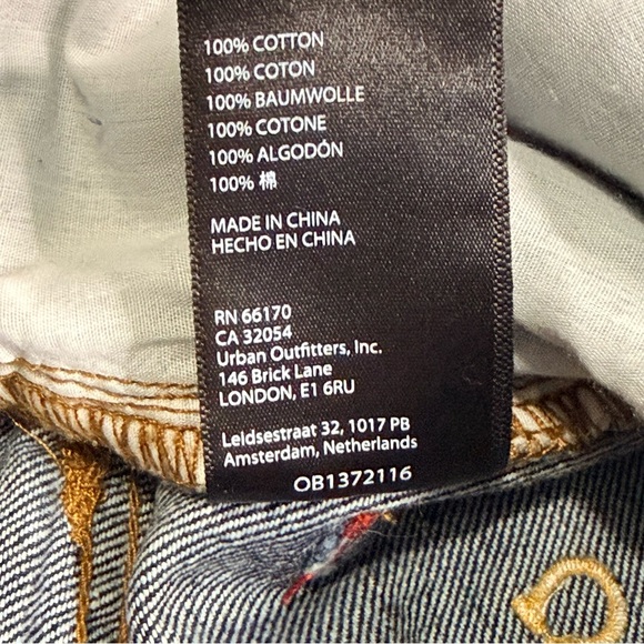 BDG High Waist‎ Baggy Horseshoe Embroidered Dark Wash Cowboy Jeans size 27 - Picture 11 of 16